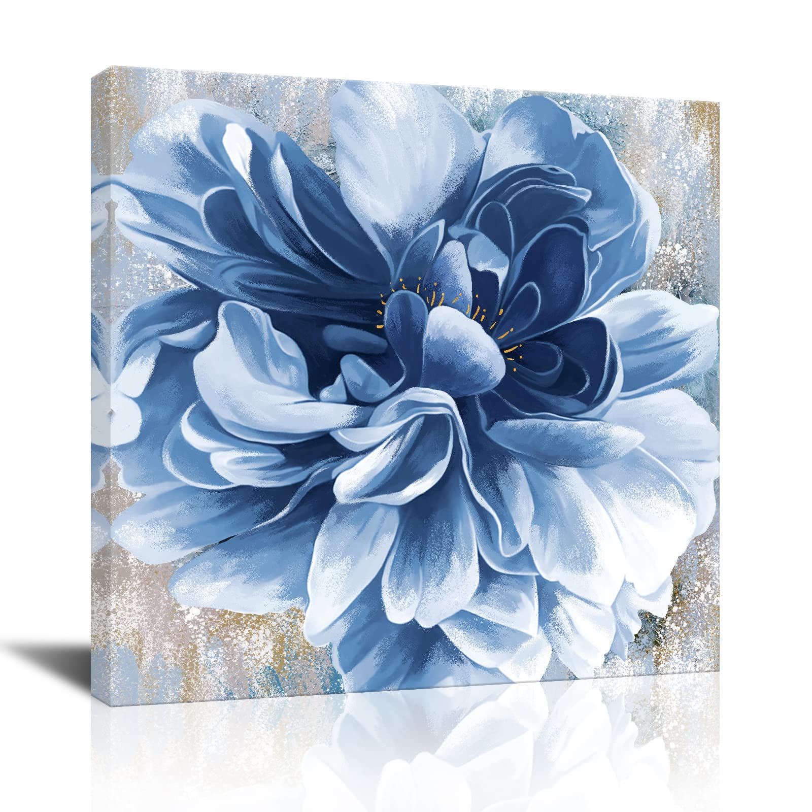ウォールアート Tuscan/Navy 花柄 フローラル ゲルコート　Ⓣ Amazon.com: Blue Flower Wall Art,Navy Blue Floral Canvas